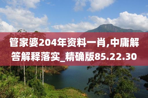 管家婆204年资料一肖,中庸解答解释落实_精确版85.22.30