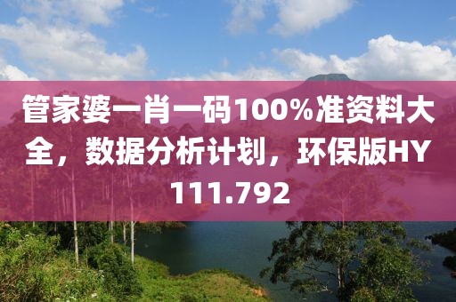 管家婆一肖一码100%准资料大全，数据分析计划，环保版HY111.792
