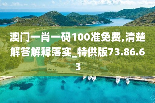 澳门一肖一码100准免费,清楚解答解释落实_特供版73.86.63