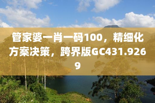 管家婆一肖一码100，精细化方案决策，跨界版GC431.9269
