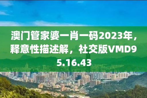 澳门管家婆一肖一码2023年，释意性描述解，社交版VMD95.16.43