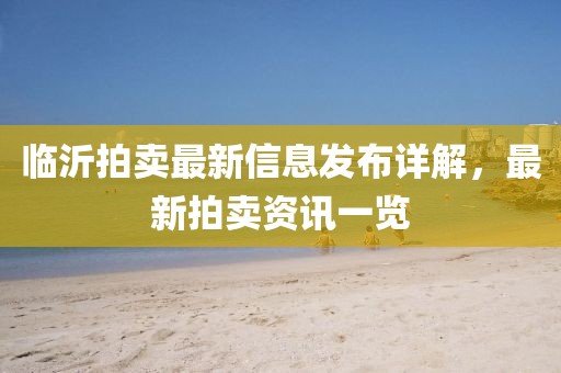 临沂拍卖最新信息发布详解，最新拍卖资讯一览