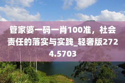 管家婆一码一肖100准，社会责任的落实与实践_轻奢版2724.5703