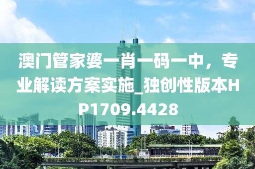 澳门管家婆一肖一码一中，专业解读方案实施_独创性版本HP1709.4428