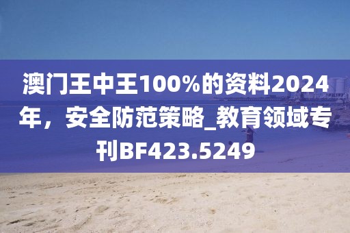 澳门王中王100%的资料2024年，安全防范策略_教育领域专刊BF423.5249