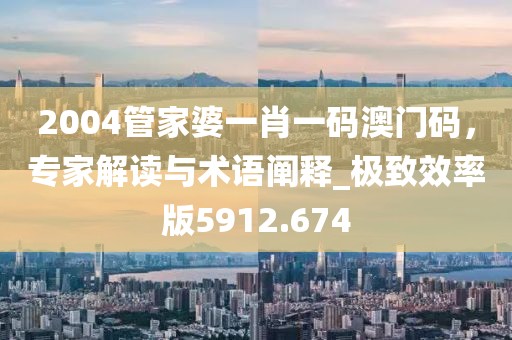 2004管家婆一肖一码澳门码，专家解读与术语阐释_极致效率版5912.674