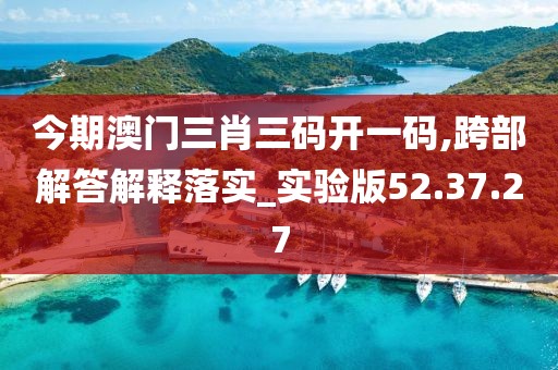 今期澳门三肖三码开一码,跨部解答解释落实_实验版52.37.27
