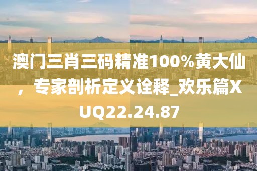 澳门三肖三码精准100%黄大仙，专家剖析定义诠释_欢乐篇XUQ22.24.87