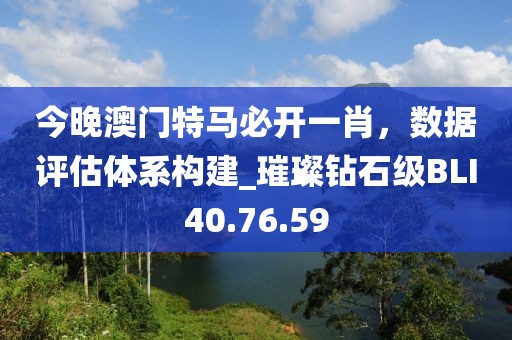 今晚澳门特马必开一肖，数据评估体系构建_璀璨钻石级BLI40.76.59