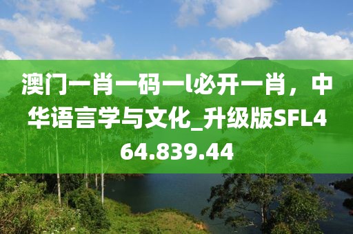 澳门一肖一码一l必开一肖，中华语言学与文化_升级版SFL464.839.44
