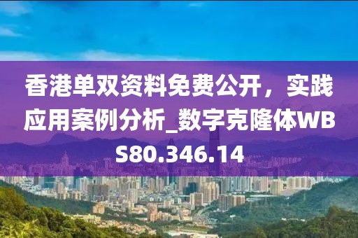 香港单双资料免费公开，实践应用案例分析_数字克隆体WBS80.346.14