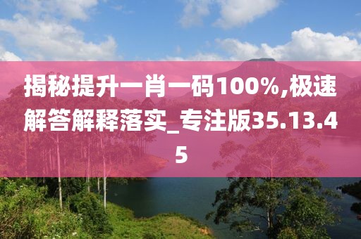 揭秘提升一肖一码100%,极速解答解释落实_专注版35.13.45