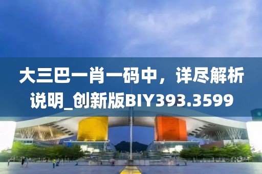 大三巴一肖一码中，详尽解析说明_创新版BIY393.3599