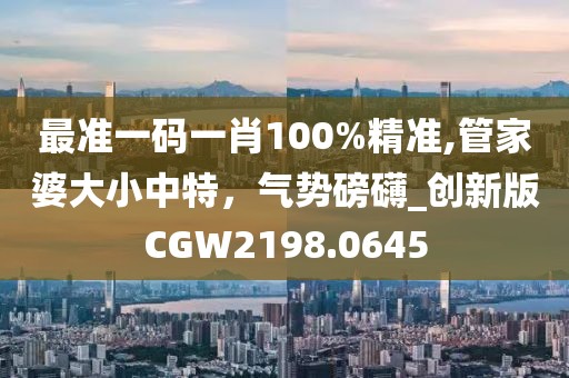 最准一码一肖100%精准,管家婆大小中特，气势磅礴_创新版CGW2198.0645