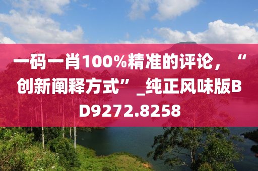 一码一肖100%精准的评论，“创新阐释方式”_纯正风味版BD9272.8258