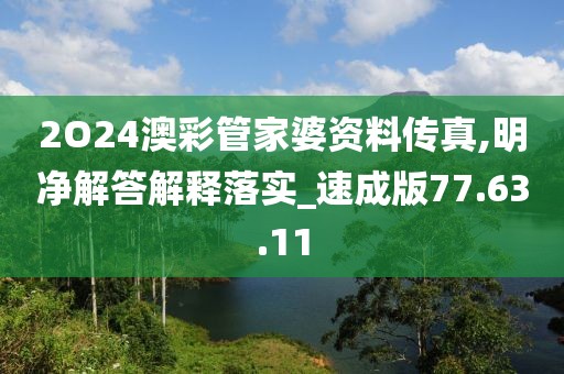 2O24澳彩管家婆资料传真,明净解答解释落实_速成版77.63.11