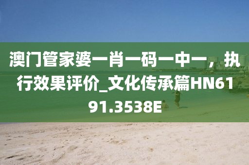 澳门管家婆一肖一码一中一，执行效果评价_文化传承篇HN6191.3538E
