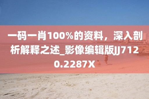 一码一肖100%的资料，深入剖析解释之述_影像编辑版JJ7120.2287X