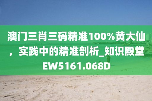 澳门三肖三码精准100%黄大仙，实践中的精准剖析_知识殿堂EW5161.068D