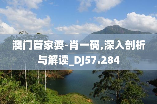 澳门管家婆-肖一码,深入剖析与解读_DJ57.284