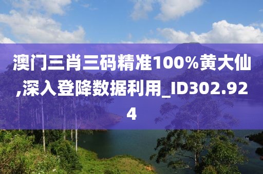 澳门三肖三码精准100%黄大仙,深入登降数据利用_ID302.924