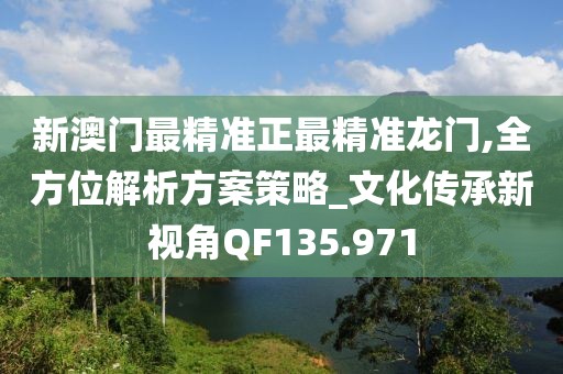 新澳门最精准正最精准龙门,全方位解析方案策略_文化传承新视角QF135.971