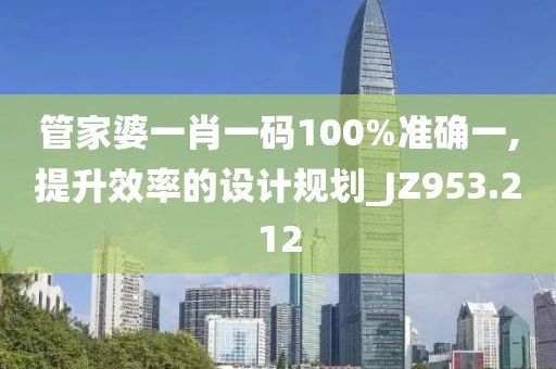 管家婆一肖一码100%准确一,提升效率的设计规划_JZ953.212