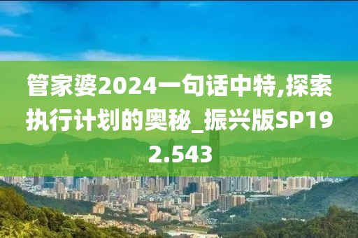 管家婆2024一句话中特,探索执行计划的奥秘_振兴版SP192.543