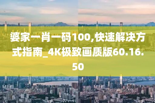 婆家一肖一码100,快速解决方式指南_4K极致画质版60.16.50