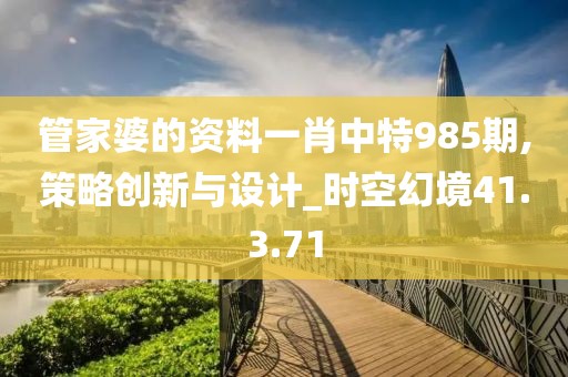 管家婆的资料一肖中特985期,策略创新与设计_时空幻境41.3.71
