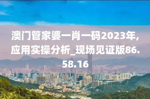 澳门管家婆一肖一码2023年,应用实操分析_现场见证版86.58.16