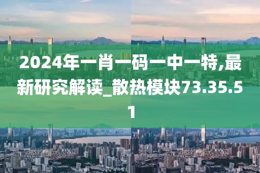 2024年一肖一码一中一特,最新研究解读_散热模块73.35.51