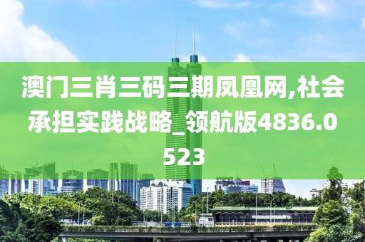 澳门三肖三码三期凤凰网,社会承担实践战略_领航版4836.0523