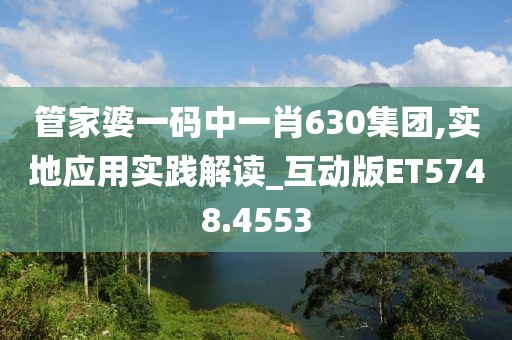 管家婆一码中一肖630集团,实地应用实践解读_互动版ET5748.4553