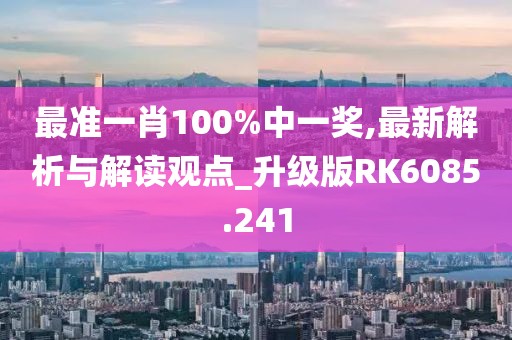 最准一肖100%中一奖,最新解析与解读观点_升级版RK6085.241