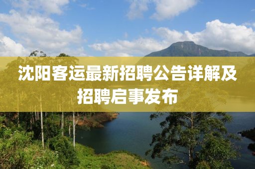 沈阳客运最新招聘公告详解及招聘启事发布