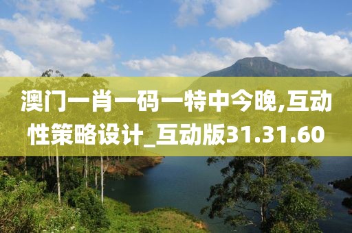澳门一肖一码一特中今晚,互动性策略设计_互动版31.31.60