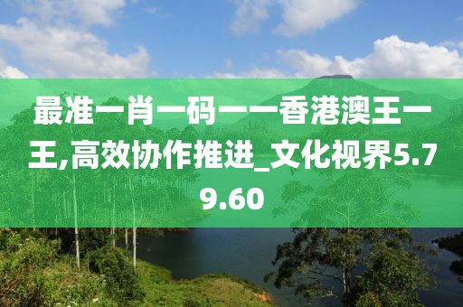 最准一肖一码一一香港澳王一王,高效协作推进_文化视界5.79.60