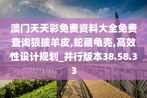 澳门天天彩免费资料大全免费查询狼披羊皮,蛇藏龟壳,高效性设计规划_并行版本38.58.33