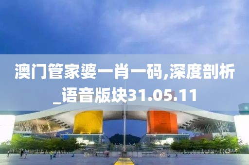 澳门管家婆一肖一码,深度剖析_语音版块31.05.11