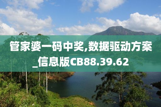 管家婆一码中奖,数据驱动方案_信息版CB88.39.62