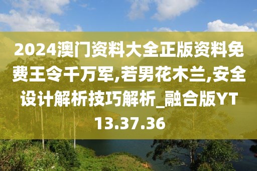 2024澳门资料大全正版资料免费王令千万军,若男花木兰,安全设计解析技巧解析_融合版YT13.37.36