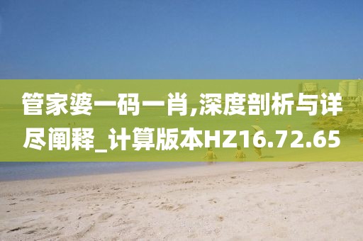 管家婆一码一肖,深度剖析与详尽阐释_计算版本HZ16.72.65