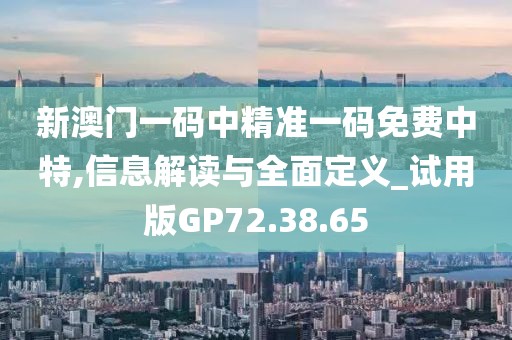 新澳门一码中精准一码免费中特,信息解读与全面定义_试用版GP72.38.65