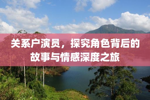 关系户演员，探究角色背后的故事与情感深度之旅