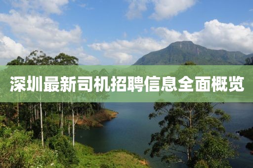 深圳最新司机招聘信息全面概览