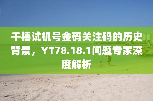 千禧试机号金码关注码的历史背景，YT78.18.1问题专家深度解析