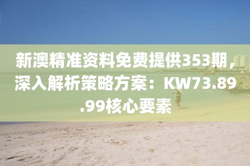 新澳精准资料免费提供353期，深入解析策略方案：KW73.89.99核心要素
