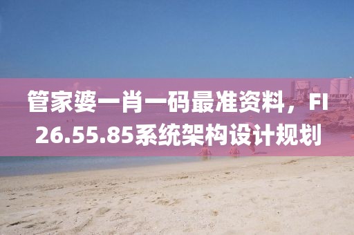 管家婆一肖一码最准资料，FI26.55.85系统架构设计规划