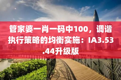 管家婆一肖一码中100，调谐执行策略的均衡实施：IA3.53.44升级版